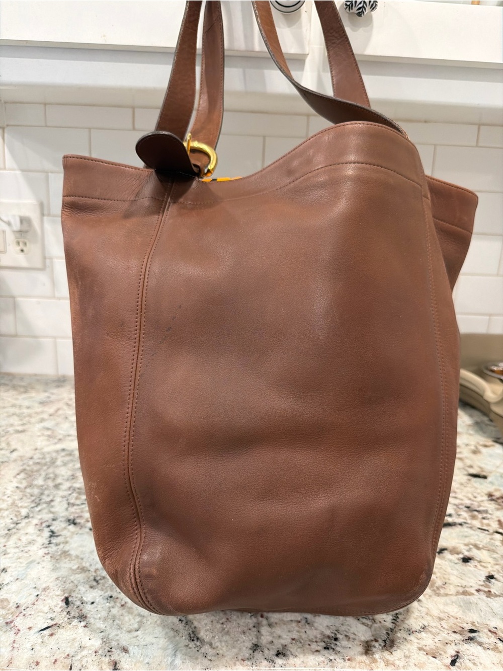 Coach Brown bucket large vintage Leather Tote bag - Picture 6 of 11